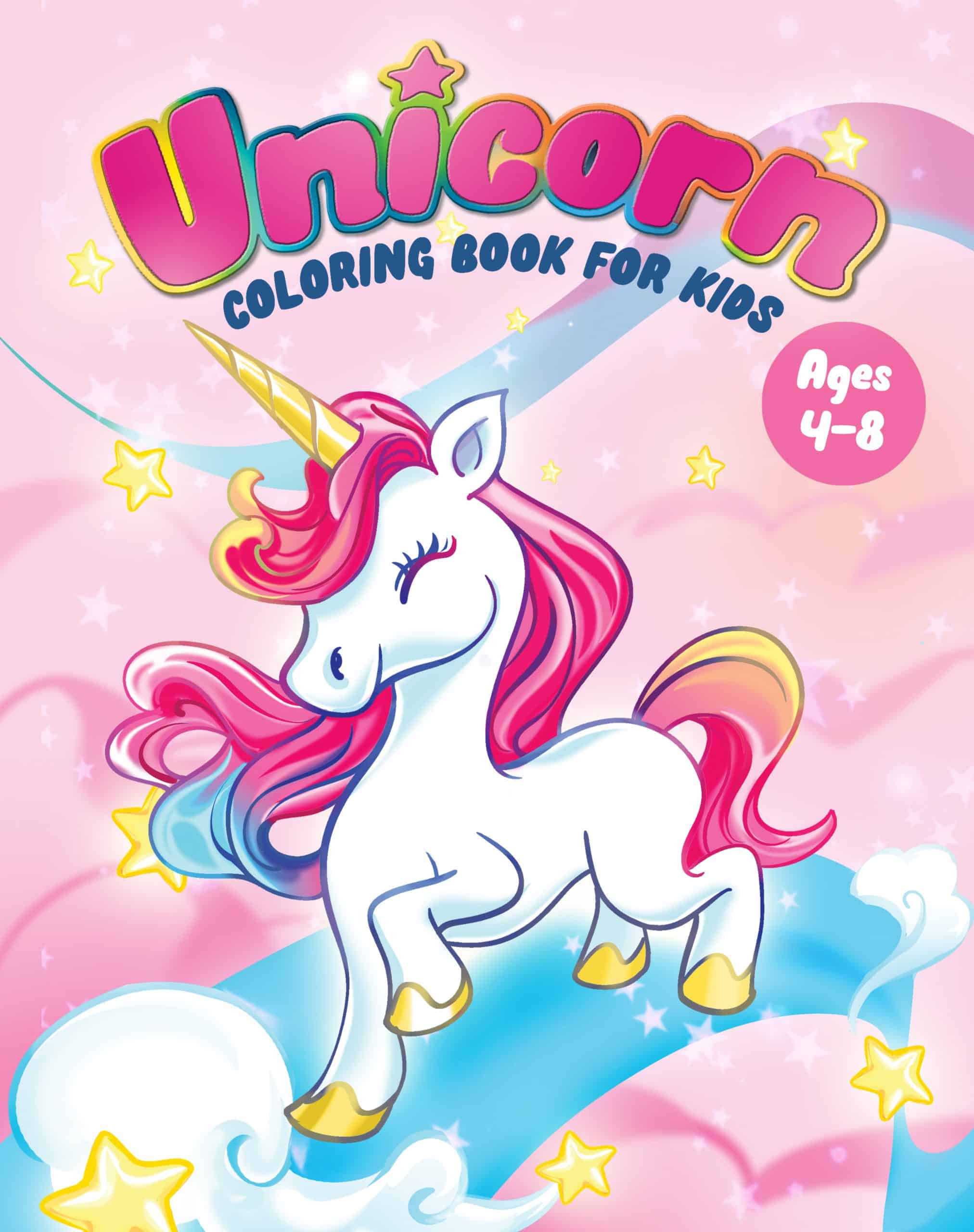 Unicorn Coloring Book For Kids Ages 4 8 USA Version 